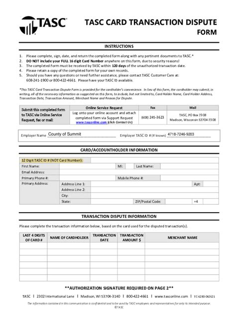 tasc credit card transaction amount